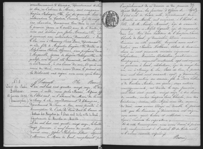 BOISSY-LE-SEC.- Naissances, mariages, décès : registre d'état civil (1891-1905). 