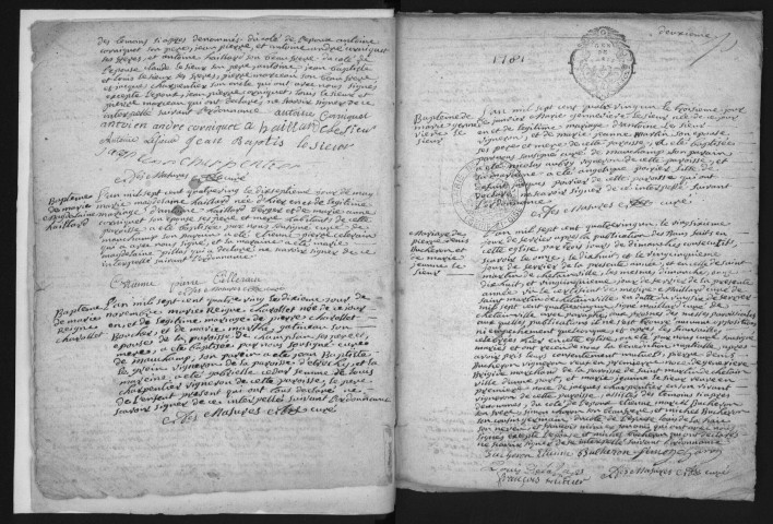 MAUCHAMPS. - Registre paroissial, paroisse de Mauchamps : baptême, mariage. 