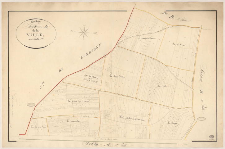 MONTLHERY. - Section B : Ville (la), 1ère feuille. 
