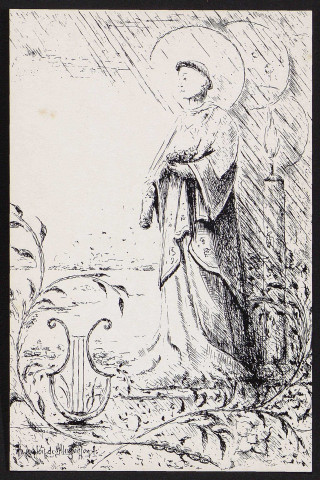 VILLEMOISSON-SUR-ORGE.- Un saint, dessin de M. Langlois de Villemoisson (1989).