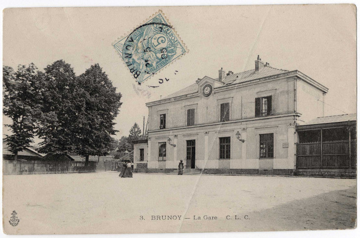 BRUNOY. - La gare, CLC, 1905, 1 mot, 5 c, ad. 