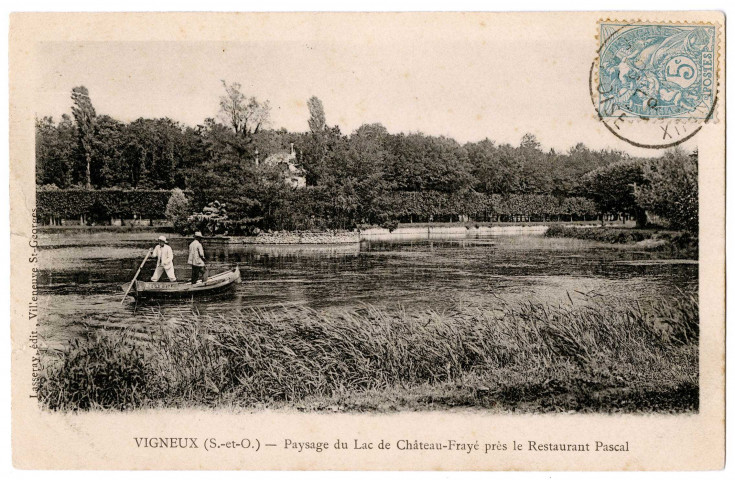 VIGNEUX-SUR-SEINE.- Paysage du lac de château-Frayé près du restaurant Pascal [1904-1905].