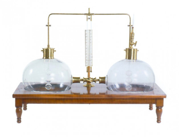 appareil à deux globes de verre utilisé par Gay-Lussac