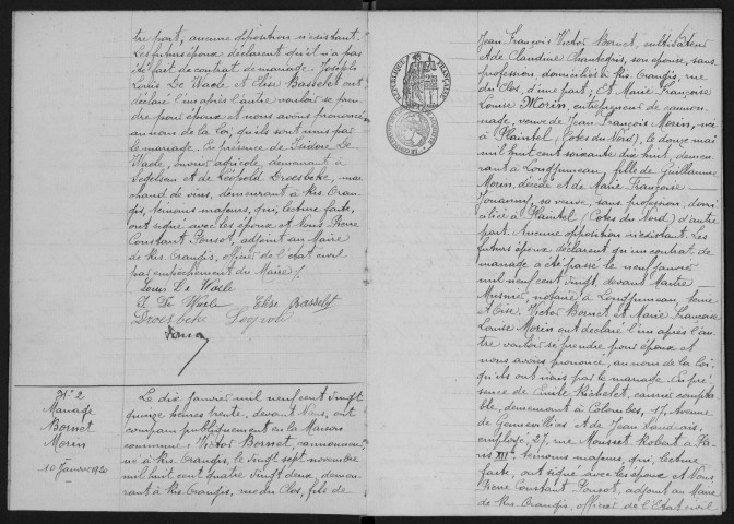 RIS-ORANGIS. - Naissances, mariages, décès : registre d'état civil.