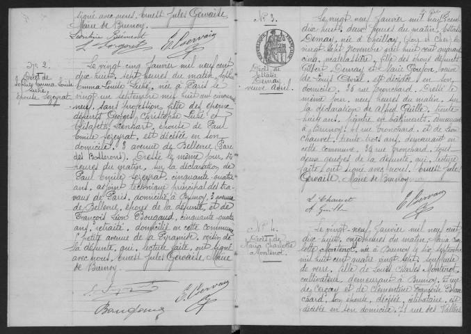 BRUNOY.- Décès : registre d'état civil (1918). 