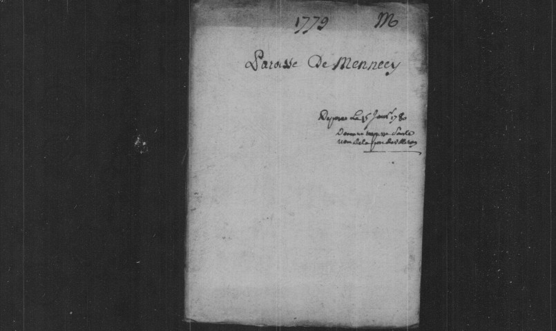 MENNECY. Paroisse Saint-Pierre : Baptêmes, mariages, sépultures : registre paroissial (1779-1789). 