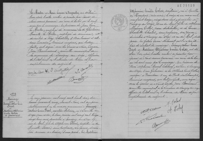 SAVIGNY-SUR-ORGE. - Mariages : registre d'état civil.