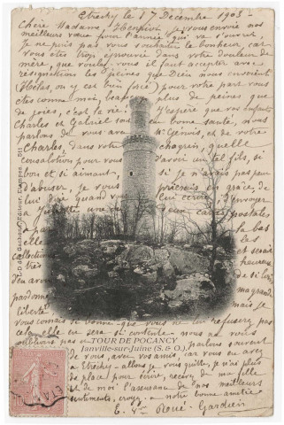 JANVILLE-SUR-JUINE. - La tour de Pocancy. L des G (1903), 27 lignes, 10 c, ad. 