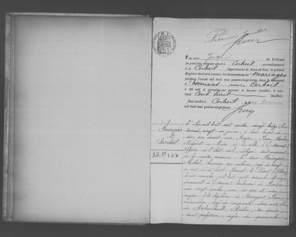 ESSONNES. Mariages : registre d'état civil (1893). 