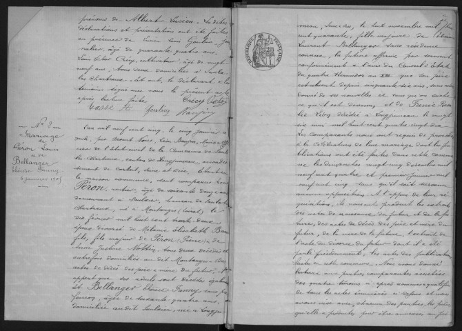 SAULX-LES-CHARTREUX. - Naissances, mariages, décès : registre d'état civil.