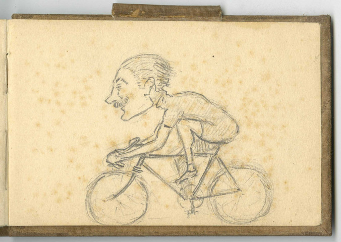 Lucien DUCLAIR, soldat. - Carnet de notes du 11 novembre 1918 au 13 mai 1919 comprenant un croquis de cycliste et quelques notes techniques de vélo dans les dernières pages (1918-1919). Dim : 18 x 12 cm. 