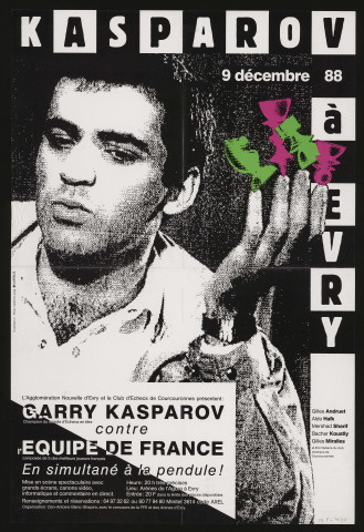 EVRY. - Tournoi d'échecs : Garry Kasparov contre l'équipe de France, Arènes de l'Agora, 9 décembre 1988. 