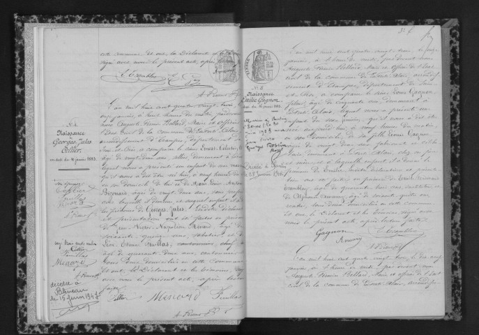 FERTE-ALAIS (LA). Naissances, mariages, décès : registre d'état civil (1883-1890). 