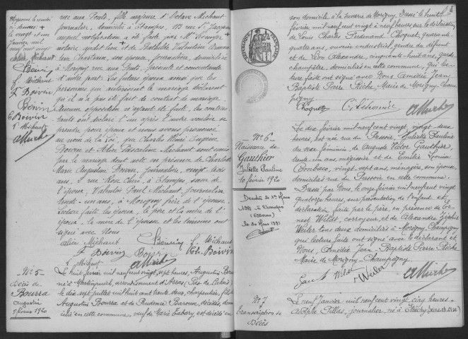 MORIGNY-CHAMPIGNY. - Naissances, mariages, décès : registre d'état civil.