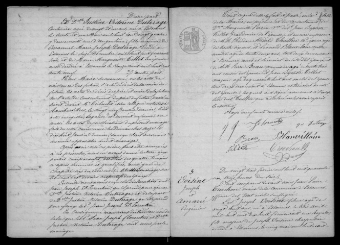 ESSONNES. Mariages : registre d'état civil (1846-1852). 