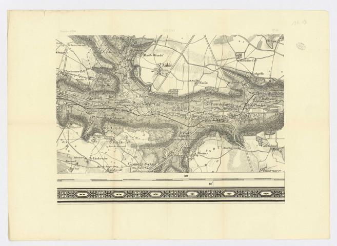 Carte de SAINT-AUBIN à GOMETZ-LE-CHATEL et de COURCELLE à COURTABOEUF, [s.d.]. Ech. 1/20 000. N et B. Dim. 0,50 x 0,65. 