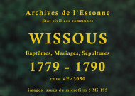 WISSOUS. Paroisse Saint-Denis : Baptêmes, mariages, sépultures : registre paroissial (1779-1789). 