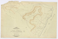 COURDIMANCHE-SUR-ESSONNE. - Plan d'assemblage, ech. 1/5000, coul., aquarelle, papier, 66x97 (1815). 