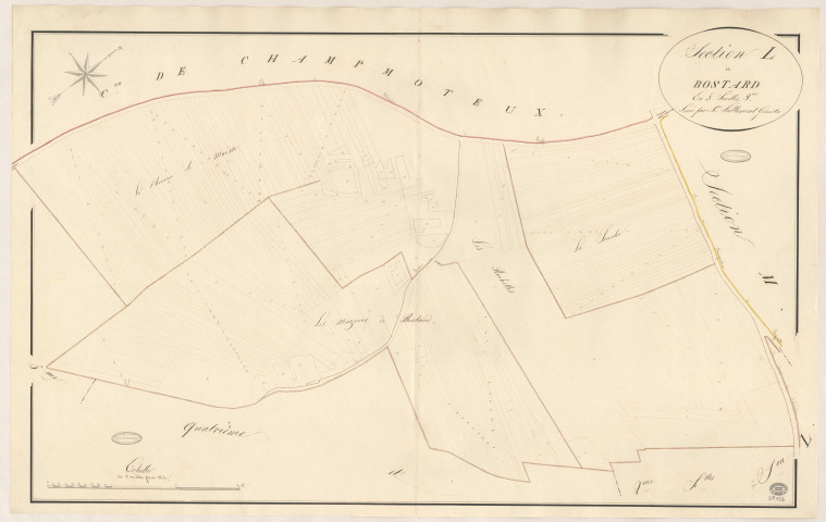 BOIGNEVILLE. - Section L : Bostard, 3e feuille. 