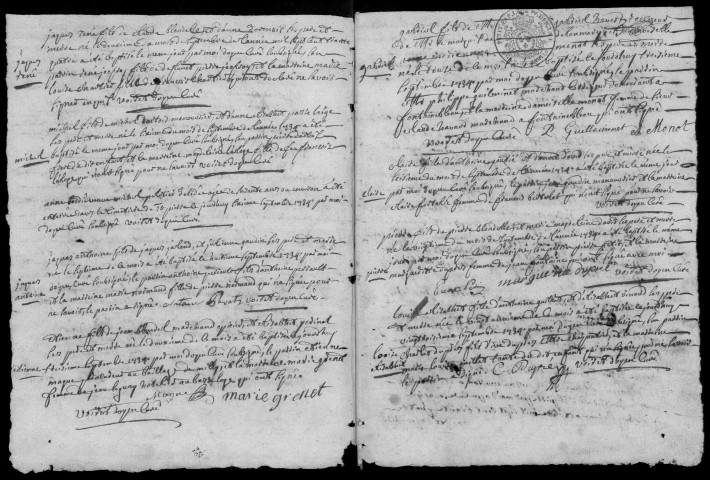 MILLY-LA-FORET. - Registre paroissial des baptêmes, mariages et sépultures (1734-1748). 