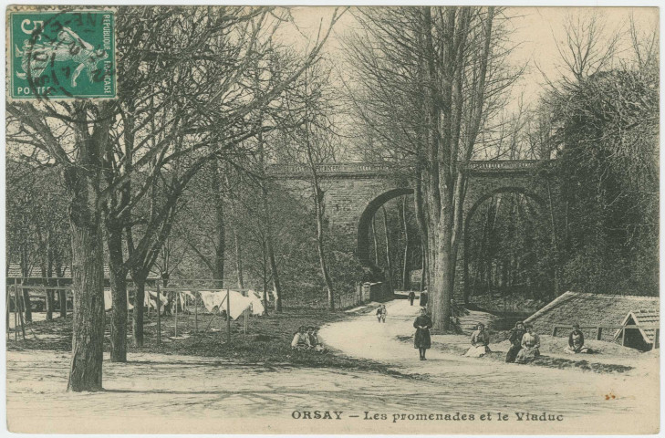 ORSAY. - Les promenades et le viaduc. Edition Lefèvre, 1912, 1 timbre à 5 centimes. 