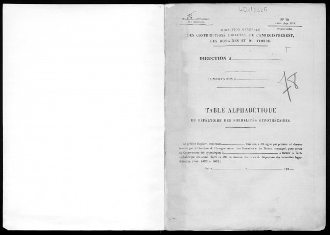 Volume n° 78 : A-Z (registre ouvert vers 1920).