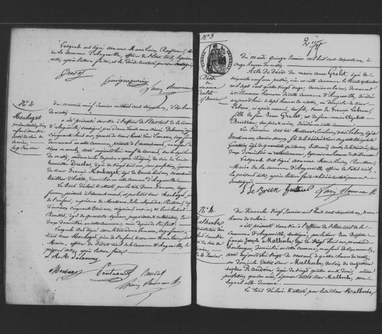 ANGERVILLE. Décès : registre d'état civil (1861-1875). 