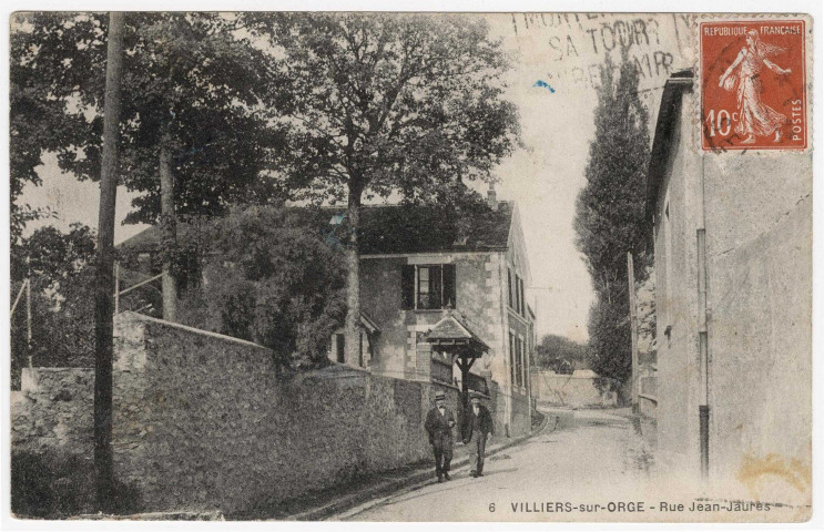 VILLIERS-SUR-ORGE. - Rue Jean-Jaurès [Editeur Kern, timbre à 10 centimes, cote négatif 1B3/6-7]. 