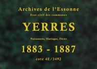 YERRES. Naissances, mariages, décès : registre d'état civil (1883-1887). 