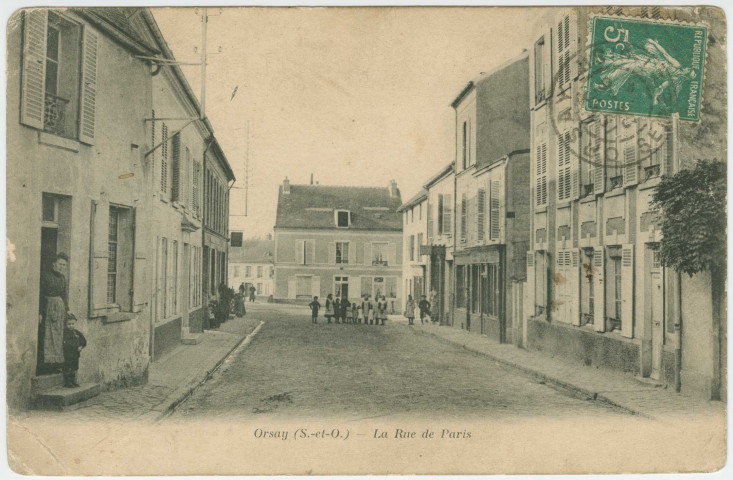 ORSAY. - Rue de Paris. Edition Bourdier, 1 timbre à 5 centimes. 