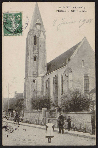 MILLY-LA-FORET.- L'église (8 juin 1908).