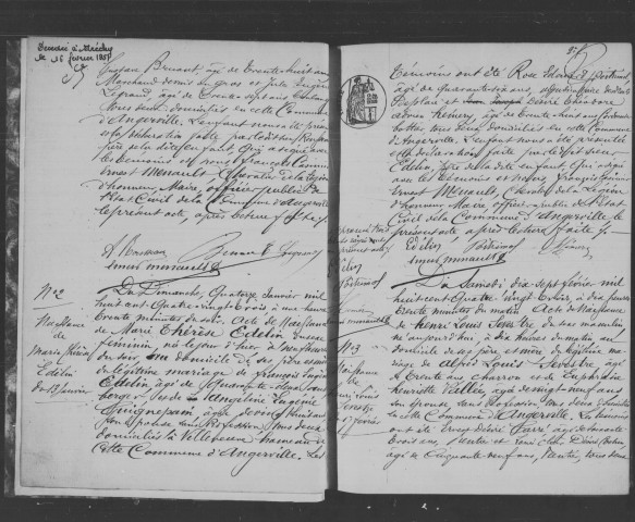 ANGERVILLE. Naissances : registre d'état civil (1883-1890). 
