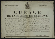 ABBEVILLE-LA-RIVIERE, BOISSY-LA-RIVIERE.- Vente par adjudication au rabais du curage de la rivière de Clymont, à partir de la source près du moulin de Fontenette à Abbeville-la-Rivière, jusqu'à son embouchure dans la Juine à Boissy-la-Rivière, 26 mars 1806. 