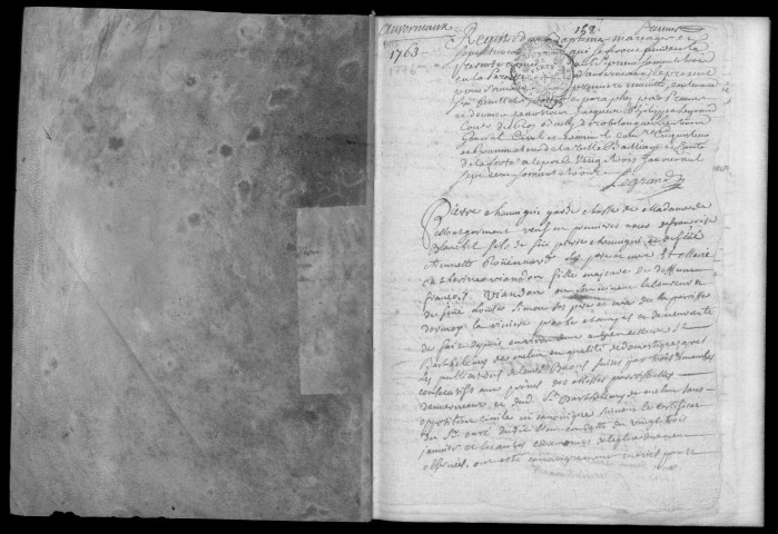 AUVERNAUX. - Registres paroissiaux : baptêmes, mariages, sépultures (1763-1776). 