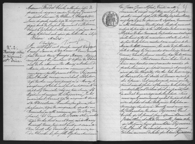 MASSY.- Naissances, mariages, décès : registre d'état civil (1897-1900). 