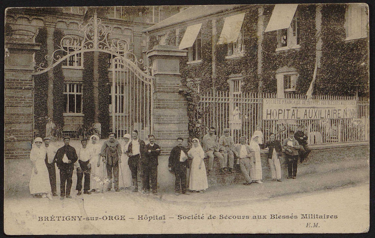 Brétigny-sur-Orge.- Hôpital auxiliaire n° 10 - Société française de secours aux blessés de guerre dans les établissements de graines Clause. 