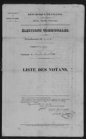 Listes pour les élections présidentielles et municipales.