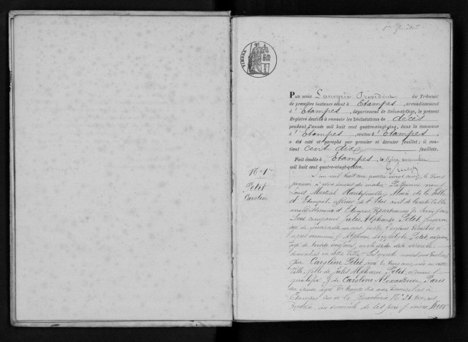 ETAMPES. Décès : registre d'état civil (1885). 