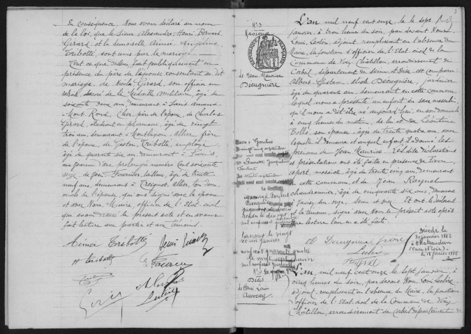 VIRY-CHATILLON. - Naissances, mariages, décès : registre d'état civil.