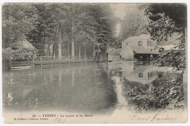YERRES. - Le lavoir et les bains [Editeur Mulard, 1910]. 