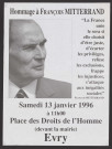 EVRY. - Hommage à François Mitterand, Place des droits de l'homme, 13 janvier 1996. 