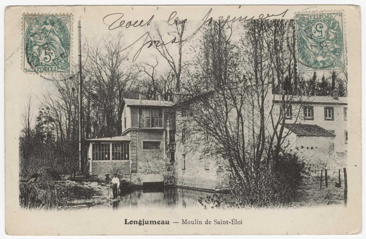 LONGJUMEAU. - Moulin de Saint-Eloi. (1907), 5 mots, 2x5 c, ad. 