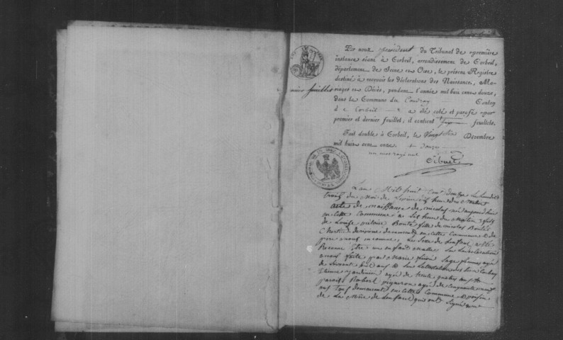 COUDRAY. - Naissances, mariages, décès : registre d'état civil (1812-1824). 