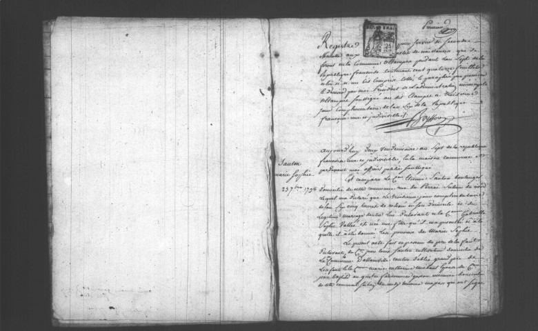 ETAMPES. Naissances : registre d'état civil (an VII). 