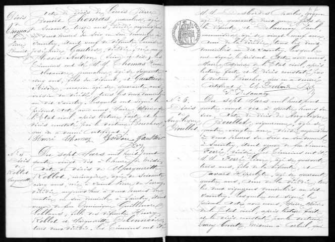 SAINTRY-SUR-SEINE. Naissances, mariages, décès : registre d'état civil (1890-1896). 