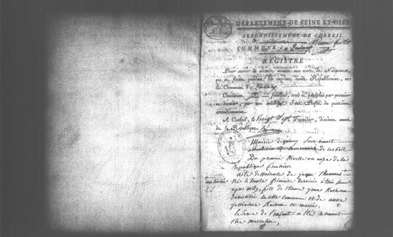 QUINCY-SOUS-SENART. Naissances, mariages, décès : registre d'état civil (an XI-1819). 