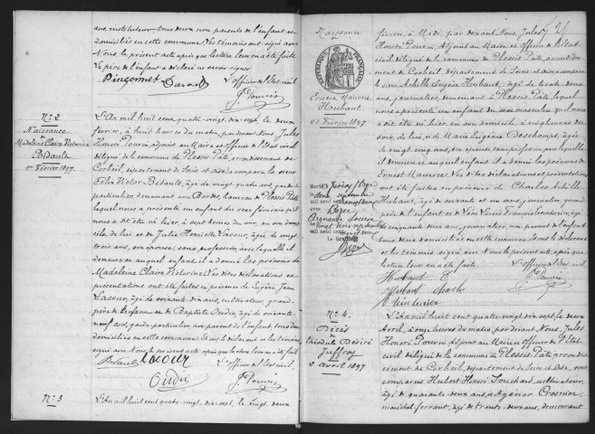 PLESSIS-PATE (le).- Naissances, mariages, décès : registre d'état civil (1897-1904). 