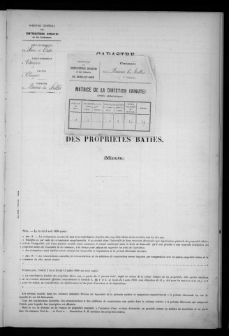 BRIERES-LES-SCELLES. - Matrice des propriétés bâties [cadastre rénové en 1943]. 