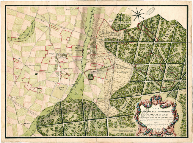 Duché-paierie de BRUNOY. - Carte générale de la dépendance du fief de LA TOUR, dessinée par JOURDAIN (1752).