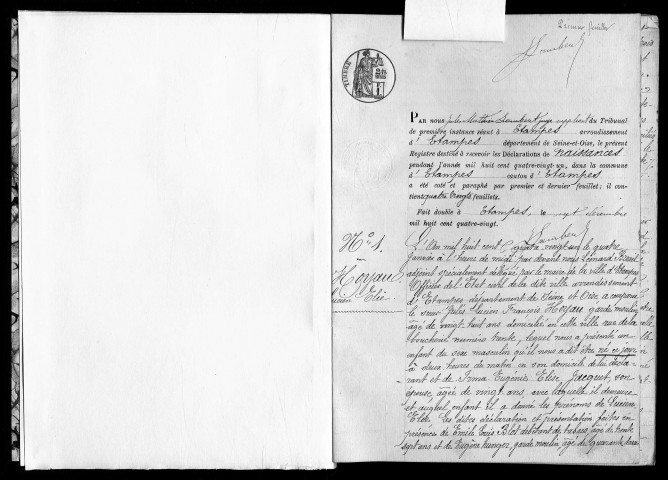 ETAMPES. Naissances : registre d'état civil (1881). 